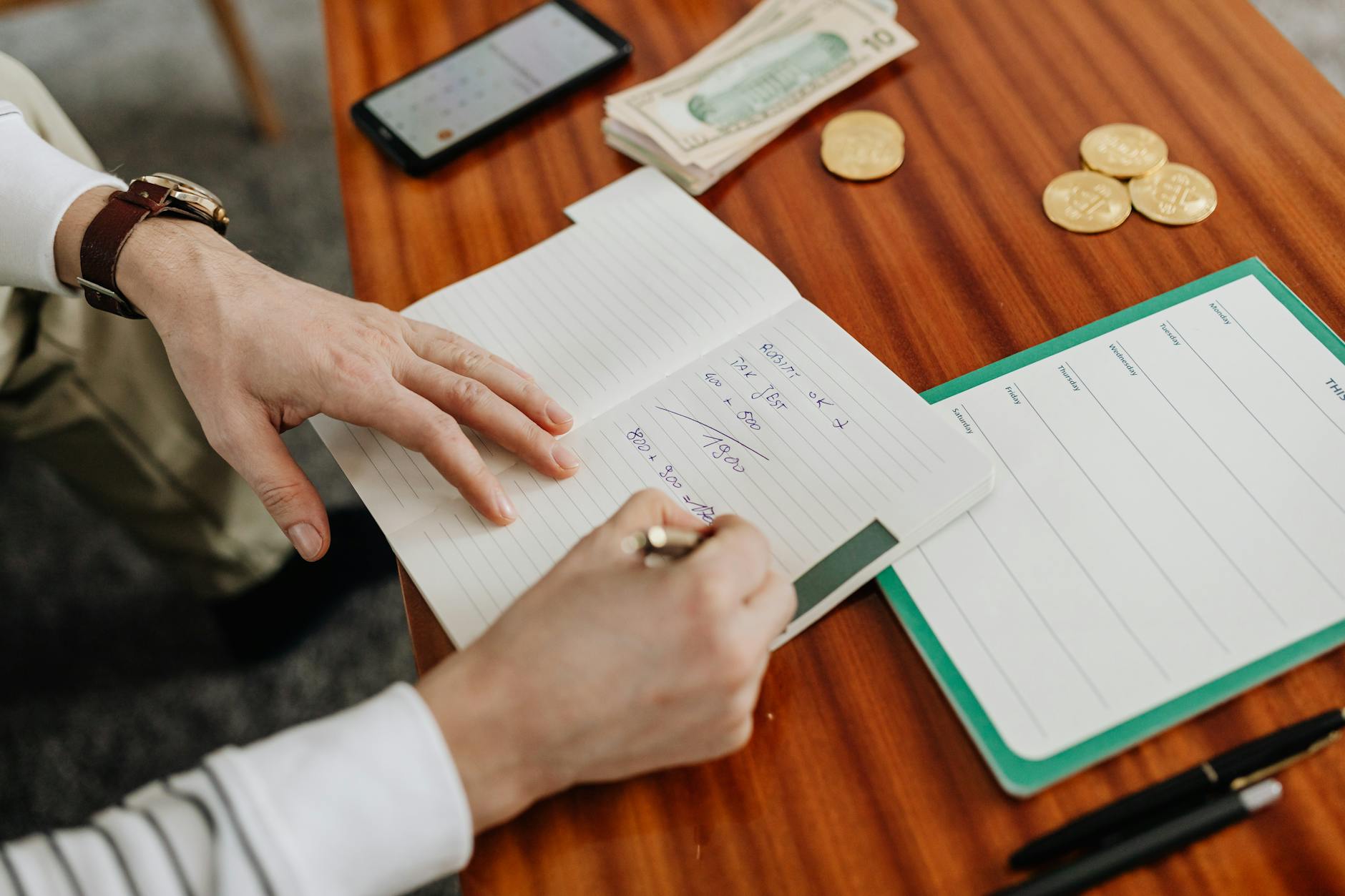 A clean editorial finance scene with planning and tracking visuals